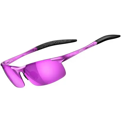 Produktbild: ATTCL Herren Polarisierte Treiber Glasses Sport Sonnenbrille Al-Mg Metallrahme Ultra leicht verspiegelt sonnenbrillen 8177 lila+lila
