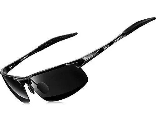 Produktbild: ATTCL Herren Polarisierte Treiber Glasses Sport Sonnenbrille Al-Mg Metallrahme Ultra leicht verspiegelt sonnenbrillen 8177 schwarze