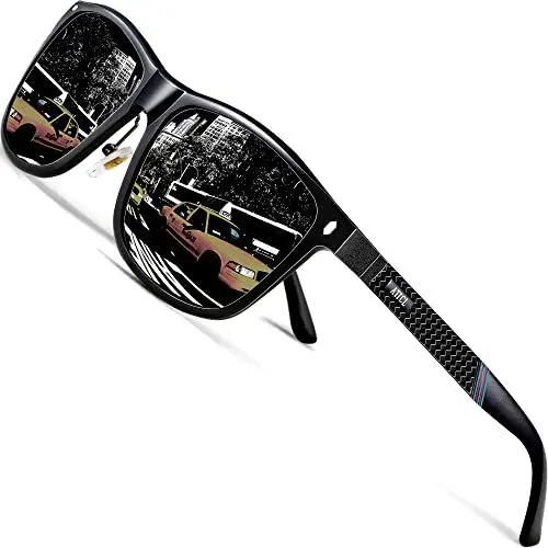 Produktbild: ATTCL Herren Sonnenbrille Sport Polarisierte Fahr Angeln Golf Sportbrille UV400 Schutz (schwarzer Rahmen+schwarzes Objektiv/nicht gespiegelt)