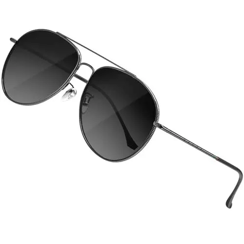 Produktbild: ATTCL Pilotenbrille Polarisierte Sonnenbrille Damen Herren Klassische UV400-Schutz Piloten Sonnenbrillen 3066 C1 black silver jianbian