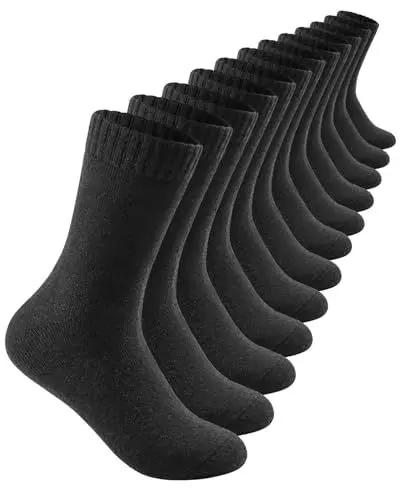 Produktbild: ATTIQOZI 6 Paar Thermosocken Herren,Warme Wintersocken Merino Wollsocken Herren, Dicke Atmungsaktiv Socken Skisocken Wandersocken für Zuhause, Outdoor, Lauf 6 Schwarz