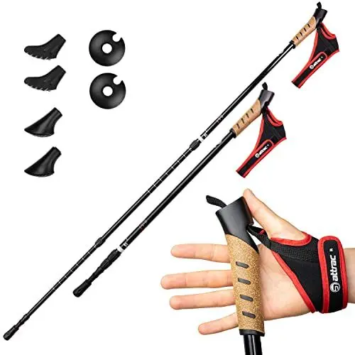Produktbild: Attrac Wanderstöcke Faltbar - 69-136 cm Nordic Walking Stöcke - Aluminium Trekkingstöcke Mit Anti-Shock Dämpfung – Leicht, Verstellbar und rutschfest für Wandern und Outdoor