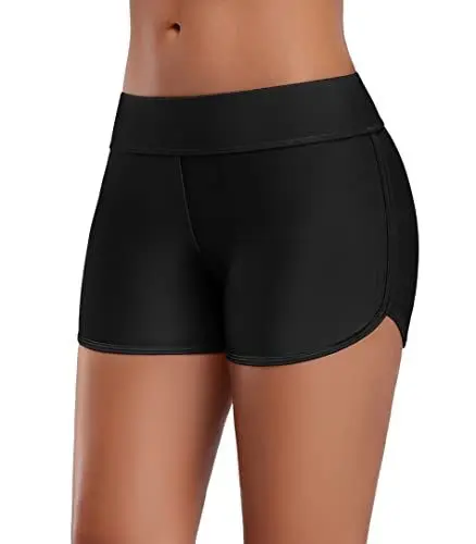 Produktbild: Attraco Damen Badeshorts Badeshorts UV Schutz Schwimmshorts Strand Bikinihose Schnell Trocknendes Schwimmhose Sommer Wasersport Schwarz L
