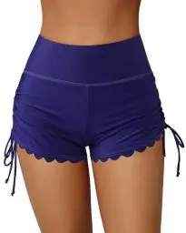 Produktbild: Attraco Damen Badeshorts Kurze Hohe Taille Badehose Schnell Trocknend Schwimmhose Yogahose Yoga Leggings UPF50+ Boardshorts Schwimmshorts Blau S