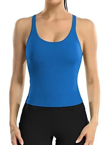 Produktbild: Attraco Sport Tank Tops Damen Workout Tanktops Racerback Yoga Atmungsaktives Shirts Sportshirt Fitness Running Workout Lauftop Blau S