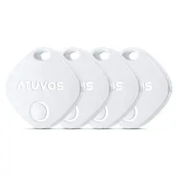 Produktbild: ATUVOS Air Tag Schlüsselfinder KeyFinder 4er Pack, Smart Bluetooth Tracker Kompatibel mit Apple Wo ist? APP (iOS NUR, Android Not Supported), Key Finder für Gepäck/Taschen/Koffer, Austauschbarer Akku