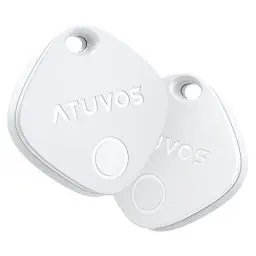 Produktbild: ATUVOS Air Tag Schlüsselfinder Key Finder 2er Pack, Smart Tracker Kompatibel mit Apple Wo ist? APP (iOS NUR, Android Not Supported), Bluetooth KeyFinder für Gepäck/Koffer/Taschen, Austauschbarer Akku