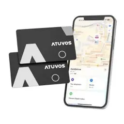 Produktbild: ATUVOS Wallet Tracker Karte Thin 1.6mm 2er Pack, Smart Air Tag Card Kompatibel mit Apple Wo ist? APP (iOS NUR, Android Not Supported), Bluetooth Item Finder für Reisekoffer, Gepäck, Koffer, Taschen