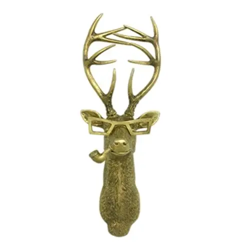 Produktbild: Atyhao Kopf-Wanddekoration, Wandkunst-Dekor, Hirschkopf, Wandbehang, Heimdekoration, Bronziertes Harz, Tier-Skulptur, Sonnencreme, Tierkopf, Ornamente (Hirsch), Atyhao2mgek48sbd-90