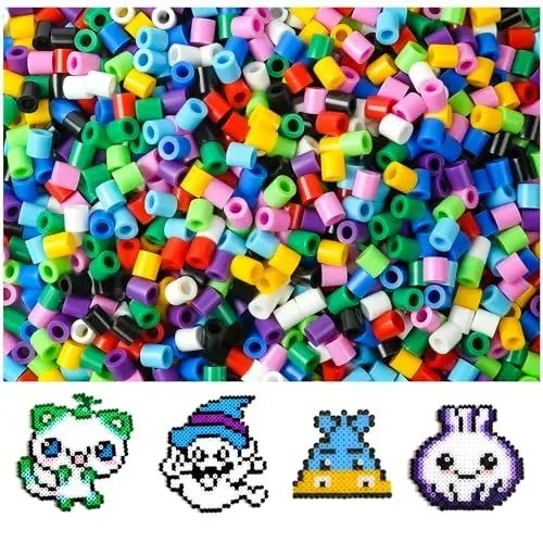Produktbild: AUAUY 10 Farben Bügelperlen Set, 1100 Stück DIY-Perlen Geschenk für Kinder, 10 mm in Volltonfarben Mix, 3D Kinder Geschenk Bastelideen, Kreativer Bastelspaß für Groß und Klein
