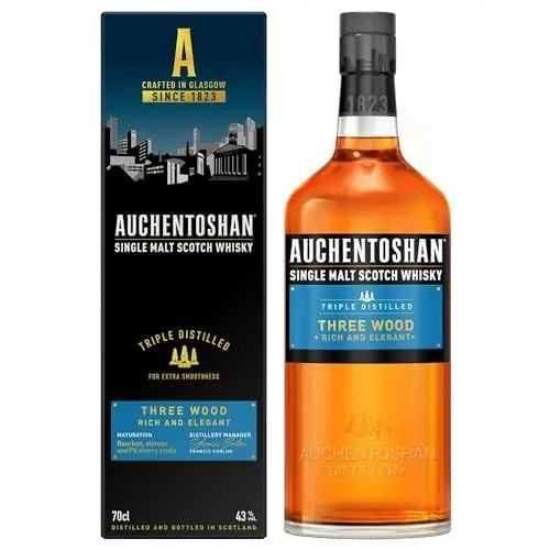 Produktbild: Auchentoshan Three Wood | Single Malt Scotch Whisky | mit Geschenkverpackung | karamell-nussiger Geschmack| 43% Vol | 700ml Einzelflasche