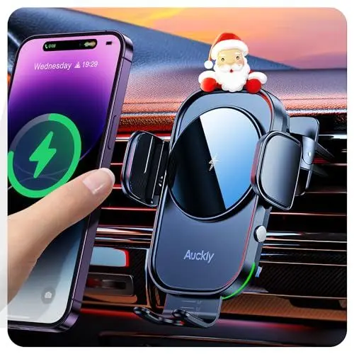 Produktbild: Auckly 15W Handyhalterung Auto mit Ladefunktion, (270° Automatische Klemmung),Qi Induktive Ladestation Auto Wireless Charger, Kfz Ladegerät für iPhone 12 13 14 15 16 Serie & Samsung, Schnellladen