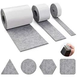 Produktbild: Auckpure selbstklebende Filzgleiter, 3 Rollen selbstklebender Filz für Möbel 100 cm x 10 cm, 100 cm x 5 cm, 100 cm x 2 cm, beliebige Form zuschneidbar, Filzunterlage für Stühle, Bodenschutz, Grau