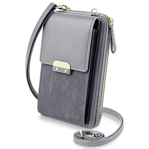 Produktbild: Aucuu Damen PU Leder Umhängetasche,Brieftasche Leder Geldbörse Smartphone Handytasche mit Geldbörse Zum Umhängen, Mini Crossbody Umhängetasche mit verstellbarem Riemen/Quaste
