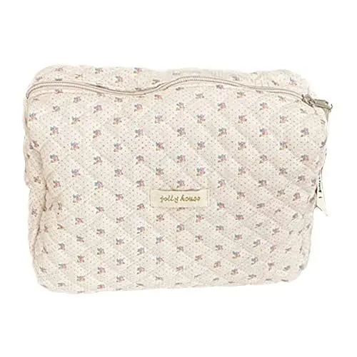 Produktbild: Aucuu Große Kosmetiktasche für unterwegs, mit Reißverschluss, Blumenmuster, große Kapazität, Kulturbeutel für Reisen, für Damen und Mädchen, #4 Stil B-beige, 32 * 22 * 2.5cm