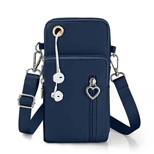 Produktbild: Aucuu Handytasche zum Umhängen Damen，Nylon Kleine Umhängetasche mit Kopfhörer Eingang，Mini Crossbody Schultertasche Handytasche，Handy Schultertasche ür Handy unter 7 Zoll