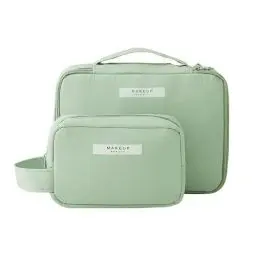 Produktbild: Aucuu Kosmetiktasche, wasserdichte Make-up-Tasche, Reise Schminktasche, Tragbar Schminktasche, Kosmetiktasch Organizer für Frauen und Mädchen, 2 Stück (Grün)