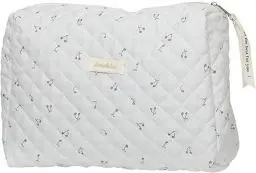 Produktbild: Aucuu Reise Kosmetiktasche, Coquette Make-up-Tasche, Gesteppte Kulturtasche Damen, Kosmetiktasche Groß Kapazität, Baumwolle Make-up Tasche mit Blumenmuster für Kinder Damen Herren (Weiß Kirsche)