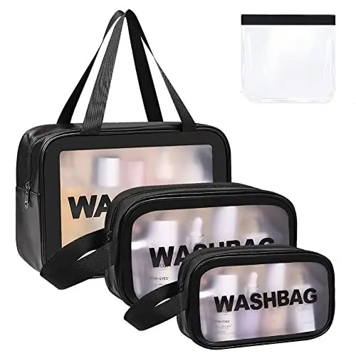 Produktbild: Aucuu Reise Kulturbeutel, Kosmetiktasche, Transparente Kulturtasche Damen, Tragbare wasserdichte Kulturtasche Organizer, Reißverschluss Make-up-Tasche mit Großer Kapazität für Damen Männer