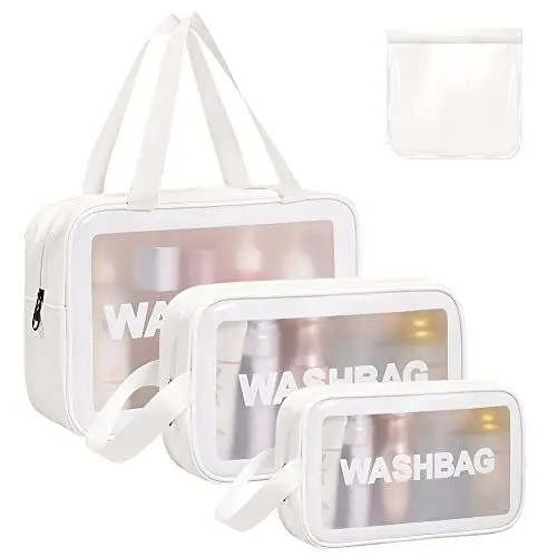 Produktbild: Aucuu Reise Kulturbeutel, Kosmetiktasche, Transparente Kulturtasche Damen, Tragbare wasserdichte Kulturtasche Organizer, Reißverschluss Make-up-Tasche mit Großer Kapazität für Männer Damen