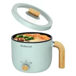 Produktbild: Audecook Elektrische Hot Pot, 1.5L Tragbare Mini Antihaft Multikocher, Schneller Ramen Kocher, Travel Electric Bratpfanne mit Duale Leistungssteuerung für Steak/Suppe/Ei/Hafer(Grün)