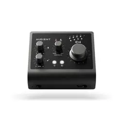 Produktbild: Audient Audiointerface iD4 MKII, Class A Konsolen Mikrofon-Vorverstärker (High Speed USB-C, Monitor Mix und Monitor Panning Funktion, 2 Kopfhörerausgänge, Mac/PC/iOS kompatibel), Schwarz, iD MKII