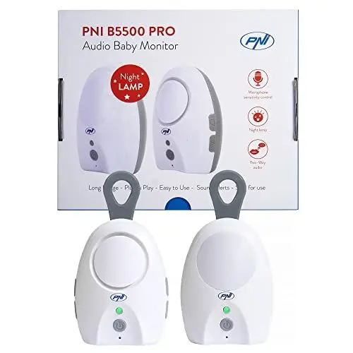 Produktbild: Audio Babyphone PNI B5500 PRO kabellos, Gegensprechanlage, mit Nachtlicht, Vox- und Pager-Funktion, einstellbare Mikrofonempfindlichkeit, B5500PRO