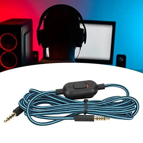 Produktbild: Audio Kabel Geflochtenes 200cm Stummschalter Lautstärkeregler Ersatz Kabel kompatibel mit G Pro G Pro X G433 G233(Blau)