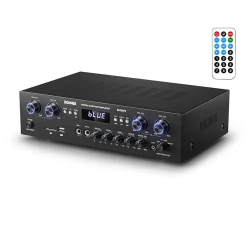 Produktbild: Audio Leistungsverstärker Bluetooth 5.0, Donner 440W Audio Verstärker 4 Kanal, Stereo Receiver mit USB, SD, FM, 2 Mikrofoneingang Echo, RCA, LED, für Studio, Heimkino, MAMP5