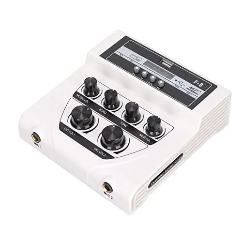 Produktbild: Audio Mixer, Stereo Karaoke Mixer mit BT MP3 Funktion, 2 Kabel, 2 Mikrofonanschlüsse, Line Mixer, Unabhängige Reverb Effekte für Karaoke, Bühne (EU)