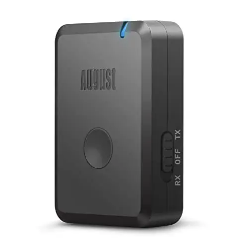 Produktbild: Audio Transmitter Receiver 2 in 1 mit Bluetooth 5.2 - August MR260 - Kopfhörer Adapter Sender Empfänger mit aptX Low Latency 3.5mm AUX - bis zu 13 Stunden Akkulaufzeit für Fernseher Auto TV Radio
