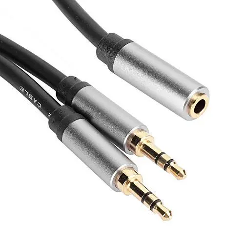 Produktbild: Audiokabel AUX 3 5 Mm 1 Buchse zu 2 Stecker 1 Aufgeteiltes 2-TV-Verstärker-Anschlusskabel für Lautsprecher 1 Aufgeteiltes 2-Audiokabel für DVD Verstärker HiFi-Real-Soundkanal