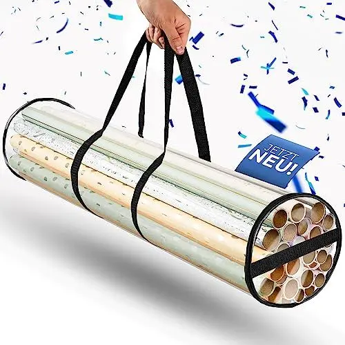 Produktbild: Aufbewahrungstasche für Geschenkpapier - 79cm (L) x 22cm (D) - Platzsparend, wasserabweisend, strapazierfähig, hochwertiges PVC - zogu office®
