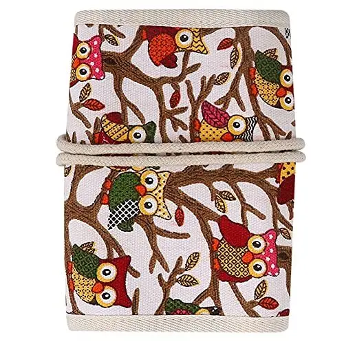 Produktbild: Aufbewahrungstasche für Stricknadeln, Stricktasche, praktische Aufbewahrungstasche aus gewebtem Stoff mit Holzgriff für Garn, Stricknadeln, Nähwerkzeuge (Empty package-owl)