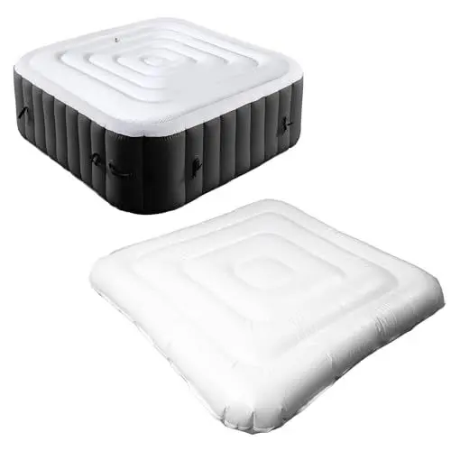 Produktbild: VBESTLIFE Aufblasbare -Abdeckung, 4,2 Fuß Energiesparender Deckel für Quadratische Whirlpools, Faltbare Regensichere Überlaufabdeckung für die Meisten Outdoor-Spa-Serien