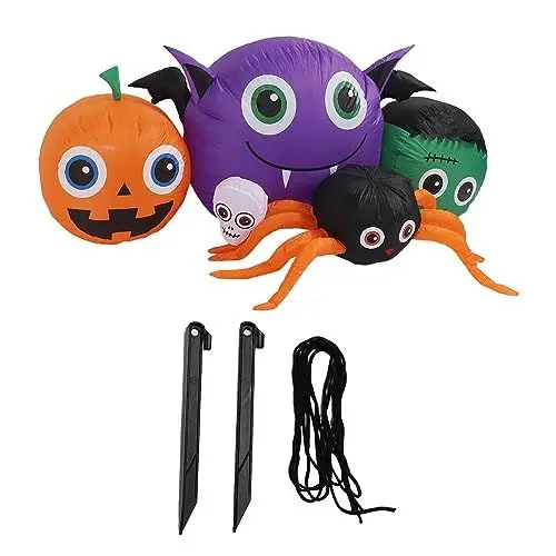 Produktbild: Aufblasbare Halloween-Spinne, LED-Leuchten, 210T Polyester, Halloween-Aufblasdekoration für den Außenbereich, 1,5 M, IP44, Wasserdicht für den Garten (EU-Stecker 220–240 V)