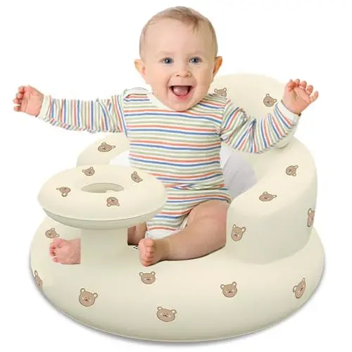 Produktbild: Aufblasbarer Babysitz für Babys 3 Monate und höher, aufblasbare Babystuhl, Sit-Me-up-Babybodenstuhl aufblasbarer Stuhl für eingebaute Babypumpe, Babystuhl mit Rückenunterstützung