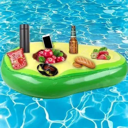 Produktbild: Aufblasbarer Becherhalter FüR Pool Aufblasbar Mit 8 LöChern, Aufblasbarer GeträNkehalter Pool Schwimmender Bierhalter Pool Mit Luftpumpe, Aufblasbares Tablett Bar Strand Pool Etc(Avocado)