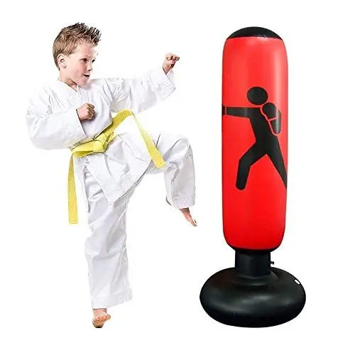 Produktbild: WingFly Aufblasbarer Boxsack, Freistehende Boxsack Box Sport Stress Relief Boxen Ziel Schweres Training Fitness Sandsack, 160 cm-Rot