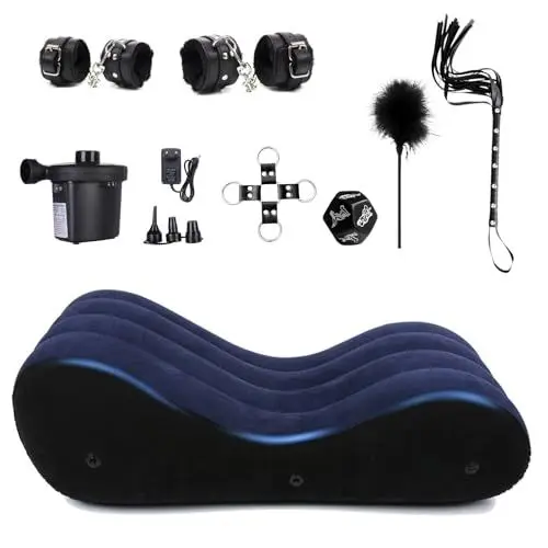 Produktbild: Aufblasbares Sofa Aufblasbares Bett BDSM Möbel Set,Mehrzweck Aufblasbares Kissen Sex Möbel,mit Handschellen Sex Bett,Peitsche,Sex Kissen Lendenkissen Bett Ramps Bondage Set,BDSMs Spielzeug Hart