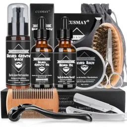 Produktbild: Aufgerüstetes Bartpflege Set für Männer, 11 in 1 Bartwachstumsset Enthält Bartshampoo, Bartöl, Bartbalsam, Bartkamm, Bartschere Usw, Geschenkset für Männer für Weihnachten, Valentinstag, Vatertag