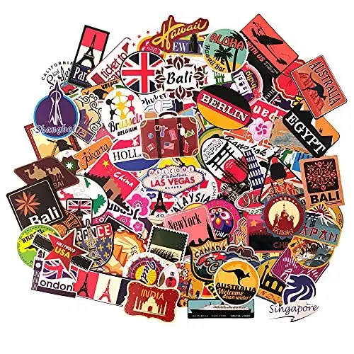 Produktbild: Aufkleber Länder Städte Aufkleber Koffer Reisegepäck Taschen Vinylaufkleber Reisen Scrapbooking Laptops MacBook Laptop Vsco Aufkleber Reisetourismus Aufkleber Land der Welt