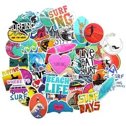 Produktbild: Aufkleber Surf Vinyl Surfen Geschenke Surfbrett Aufkleber tragbar für Wasserflaschen Motorrad Auto Skate Skateboard