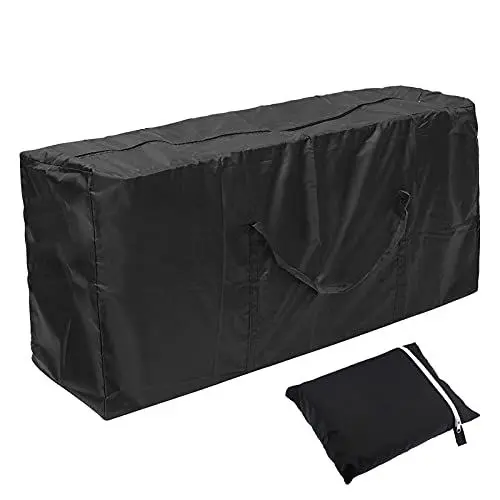 Produktbild: Auflagentasche Gartenpolster Aufbewahrungstasche Gartenauflagen Schutzhülle Oxford Aufbewahrung mit Tragegriff für Gartenmöbel Kissen Polsterauflagen Weihnachtsbaume, Schwarz (173 x 76 x 51 cm)