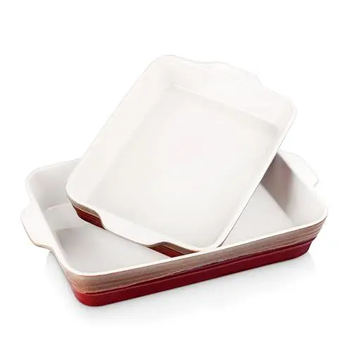 Produktbild: LOVECASA Auflaufform eckig, 2 teilig Ofenformen aus Steinzeug für Lasagne, Tarteform, rechteckig