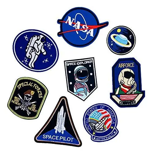 Produktbild: Aufnäher zum Aufbügeln, Weltraum-Astronauten und Flaggen, bestickt, Motiv-Applikation, verschiedene Größen, Dekoration, Aufnähen, DIY, für Jeansjacken, Kleidung, individuelle Abzeichen, 1 Set