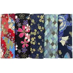 Produktbild: aufodara 5pcs Baumwollstoff 40x80 cm Japanische Stil Patchwork Stoffpakete Bronzing Dekostoff Baumwolle Vorgeschnittener Stoffe zum Nähen DIY Artcraft Handarbeit (Marineblau)