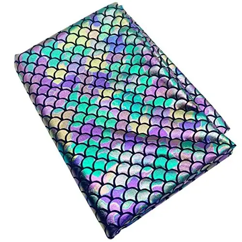 Produktbild: Aufodara Meerjungfrau 2-Wege-Stretchstoff 100x148cm - Glitter Fischschuppen Schillernder Stoff für Nähen, DIY Basteln Handwerken (Bunt)