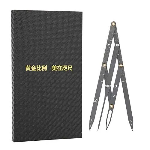 Produktbild: Salmue Augenbrauen Lineal mit Golden Ratio, Edelstahl, Flexible Arme, Abnehmbares Lineal, Semi Permanent Augenbrauen Tattoo Gestaltung (Schwarz)