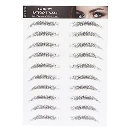 Produktbild: Augenbrauen Tattoo Aufkleber, Haarähnliche Augenbrauen Tätowierungen Aufkleber, Langlebiger Wasserdichter Natürlicher Falscher Augenbrauen Make up Aufkleber für Frauen Mädchen(SCHWARZ-06)
